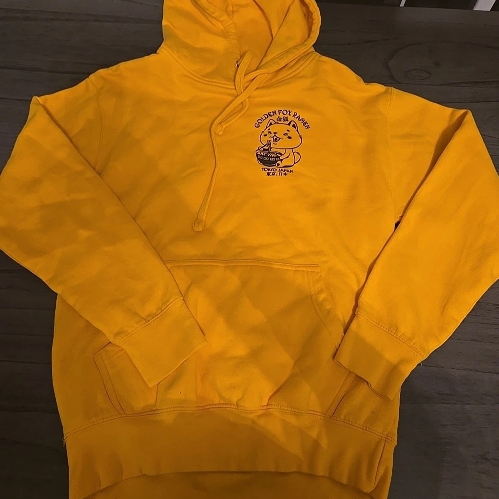 SCW Golden Fox Ramen Hoodie Adult Small Tokyo Japan Pullover Yellow Souvenir